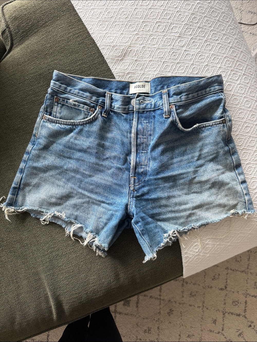 Agolde Parker Long Shorts - Skywave